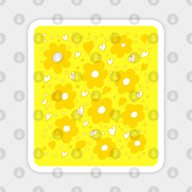 Daisies and Hearts Yellow Magnet by Michelle Le Grand