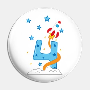 4th birthday with spaceship Pin