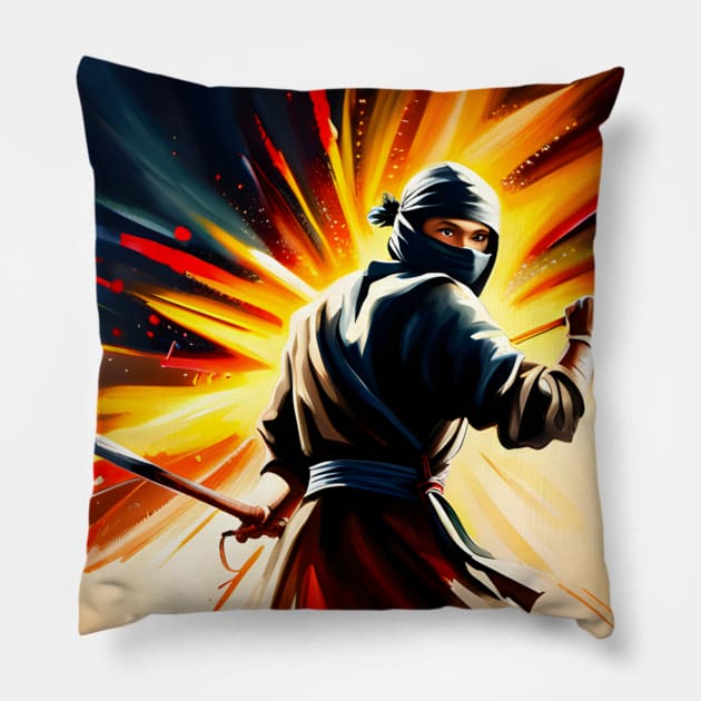 Ink and Shadows - The Ninja Pillow by Salaar Design Hub