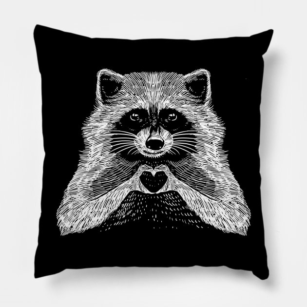 Love Raccoon Pillow by barmalisiRTB