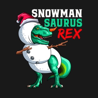 Snowman Saurus T Rex Funny Xmas Dinosaur Gift Kids T-Shirt