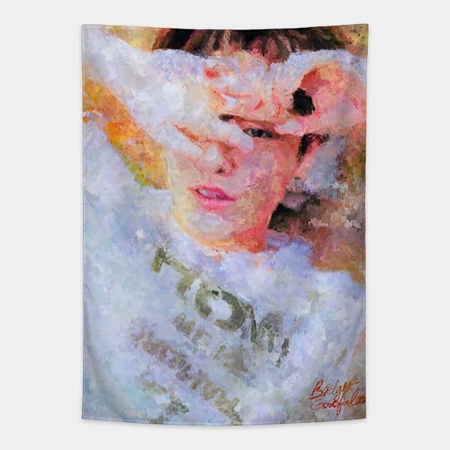 Cho SeungYoun Impressionist Painting K-Pop Celebrity Portrait Tapestry by BonBonBunny