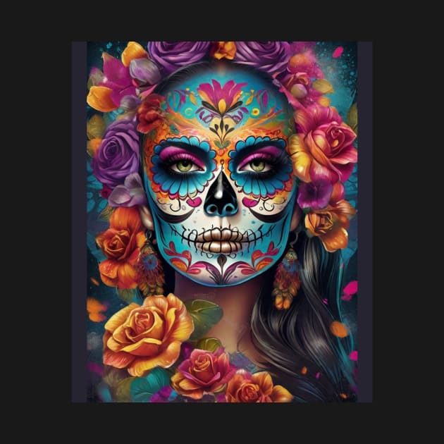 Embrace Tradition: Woman Adorned in Sugar Skull Makeup by ImaginativeInkPOD