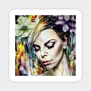 Face of Charlize with flowers Magnet