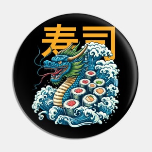 Great sushi dragon - retro Pin