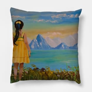 Girl in the Yellow Dress Pillow