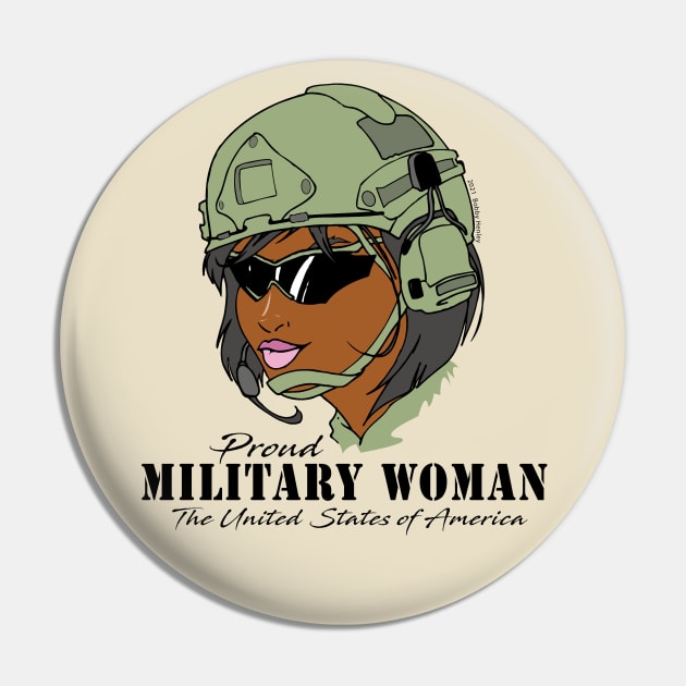 Proud Military Woman V2  (light tees) Pin by Illustratorator