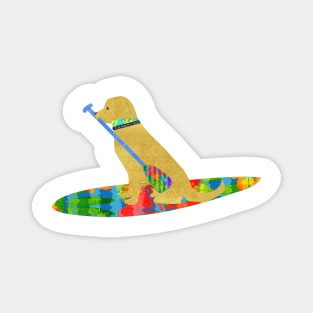 Stand Up Paddle Board Preppy Golden Retriever Magnet