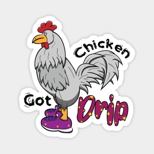 Chicken With Shoes White Purple DRIP Magnet