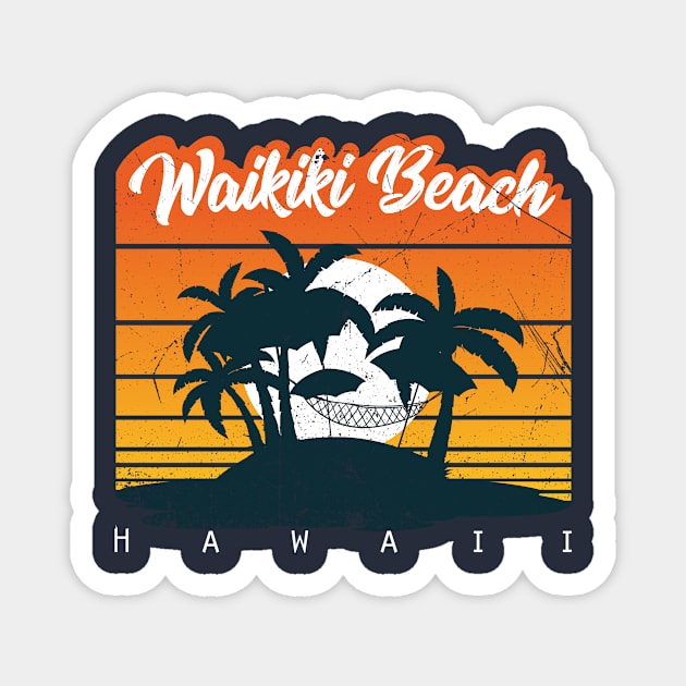 Hawaiian Beach: Waikiki Beach, Oahu Magnet by bluerockproducts