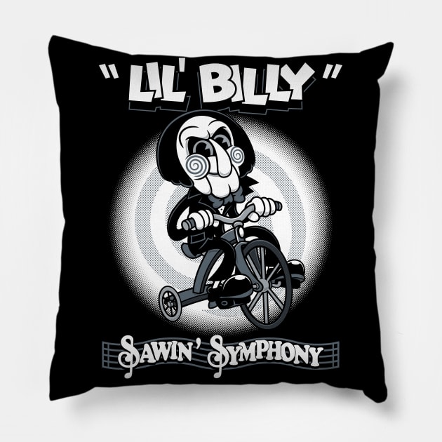 Lil' Billy the Puppet - Creepy Cute Vintage Cartoon Horror - Rubberhose Pillow by Nemons