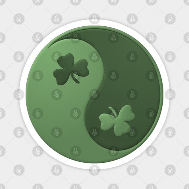 Yin Yang Shamrocks Magnet by HolidayBug