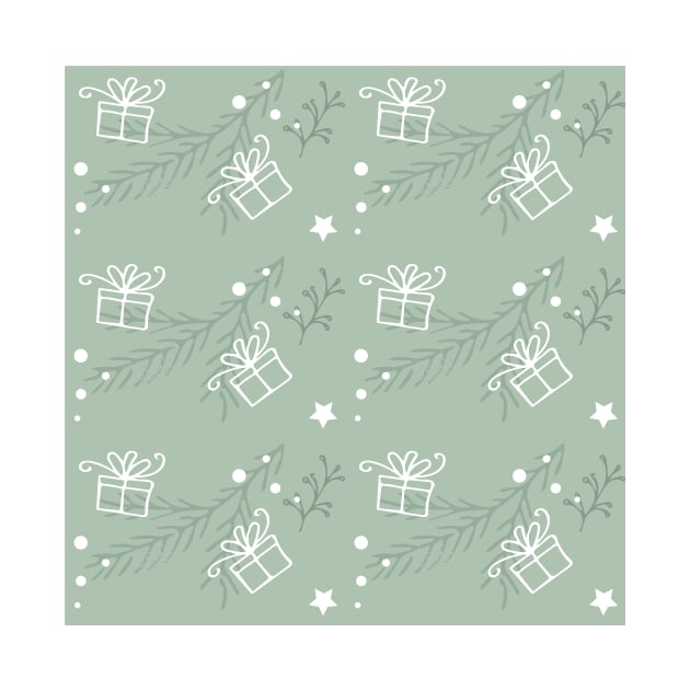 Christmas Seamless Pattern Simple green White Pastel Gift by star trek fanart and more