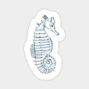 Pencil Sketch of a Seahorse on Warm Pink Magnet