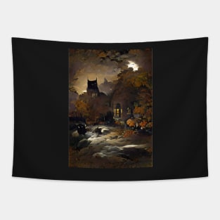 ENGLISH VILLAGE HALLOWEEN Tapestry