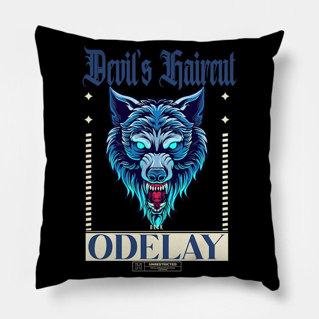 devil's haircut Odelay Pillow by Working Mens College