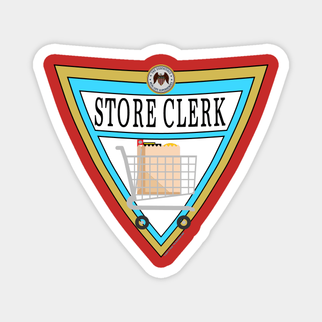 The Store Clerk/Worker Essentials Shield Magnet by J. Rufus T-Shirtery