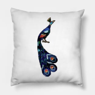 Stained Glass Peacock single in corner Pillow