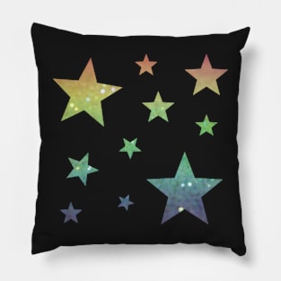 Rainbow Ombre Faux Glitter Stars Pillow