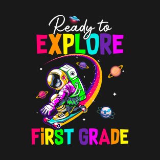 Boys Ready to explore 1st Grade Back to School Astronomy T-Shirt