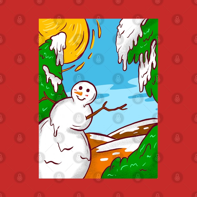 Cute Christmas Landscape With Snowman by yogisnanda