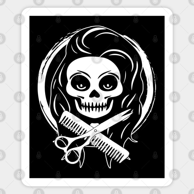 Car Hairstylist Skull Scissors Sticker Beauty Girl For Car - Temu