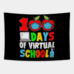 100 Days Of Virtual School, Funny 100th Day Of School 2021 Tapestry