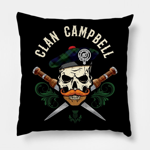 Scottish Clan Campbell Skull Pillow by Celtic Folk