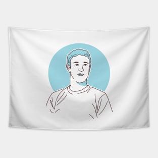 Mark Zuckerberg Line Art Tapestry