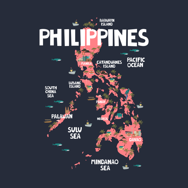 Philippines Illustrated Map by JunkyDotCom