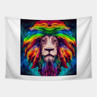 Rasta lion rainbow head Tapestry