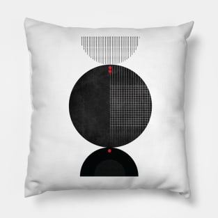 Black Sun Midcentury Geometric Abstract Print Pillow