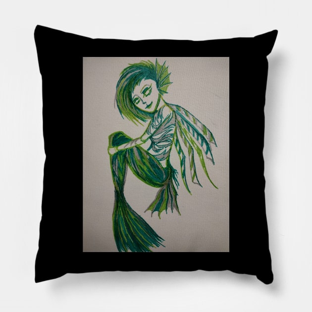 Siren green Pillow by roxydemon