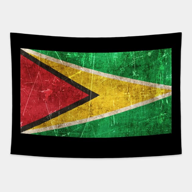 Vintage Aged and Scratched Guyanese Flag Tapestry by jeffbartels