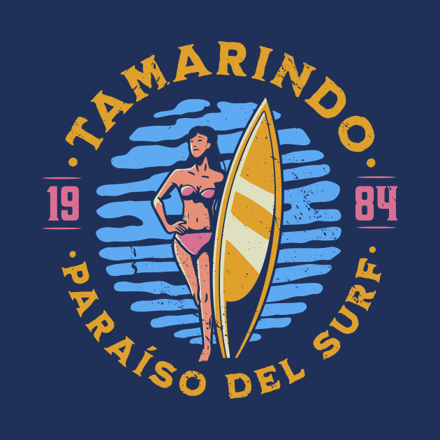 Vintage Tamarindo, Costa Rica Surfer's Paradise // Retro Surfing 1980s Badge by Now Boarding