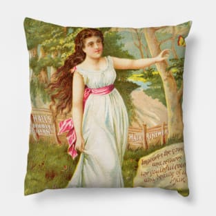 Hall's Vegetable Sicilian Hair Renewer Advertisment Pillow