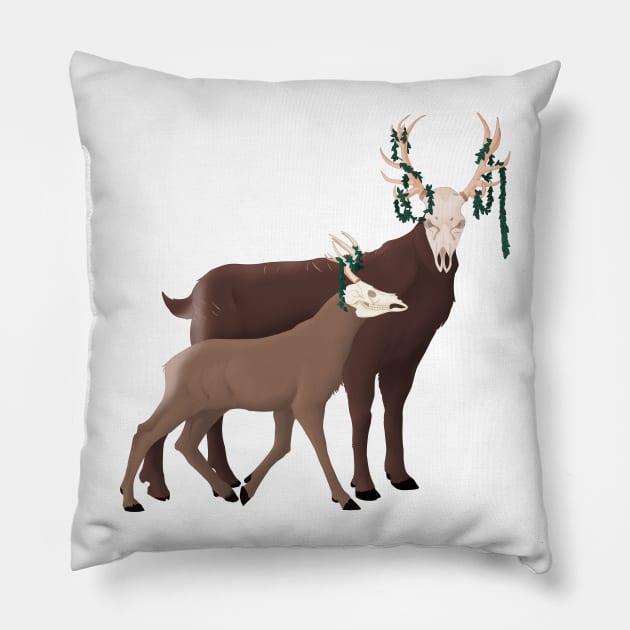 Skull Deer Pillow by Pallas