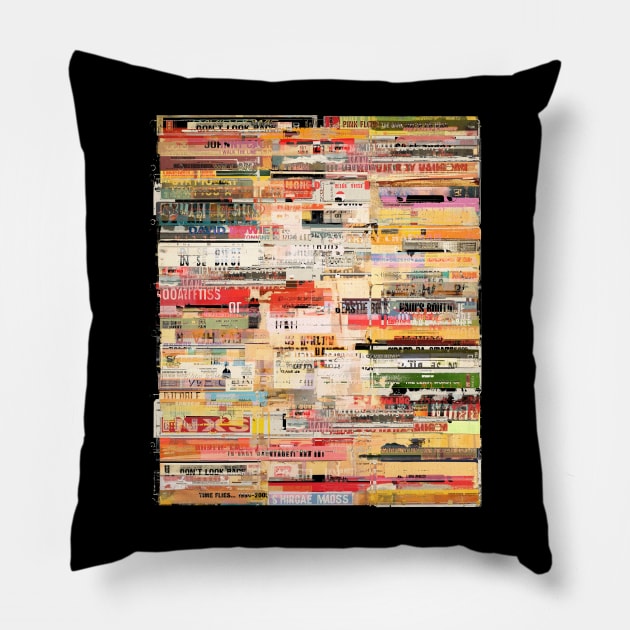 80s retro vintage music audio tapes mixed media collage art Pillow by bulografik