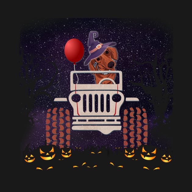 JP Scared Dachshund in The Car Halloween by Chapmanx