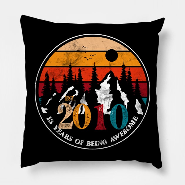 Est. 2010 Vintage 2010 Limited Edition 13th Birthday Pillow by Inkwork Otherworlds