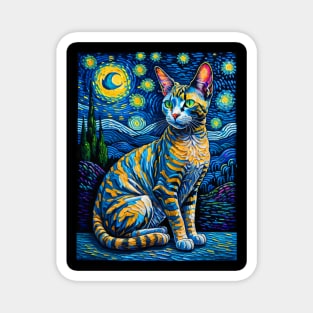 The Devon Rex Cat in starry night Magnet