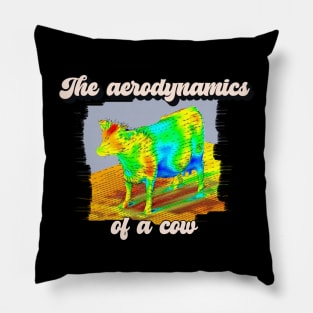 The Aerodynamics of a Cow - Random Funny Abstract Meme with Retro Font Design Pillow