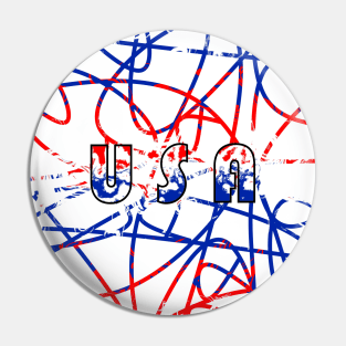 FOURTH Of July USA Red White And Blue Abstract Pin