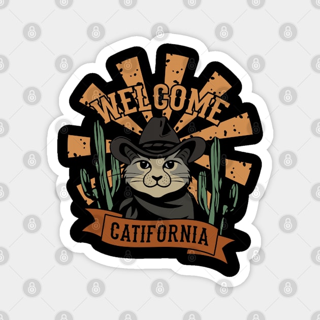 Western Desert Cat Welcome California Magnet by VecTikSam