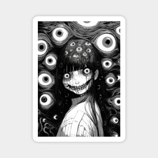 Creepy manga Girl horror Halloween horror frightening Magnet