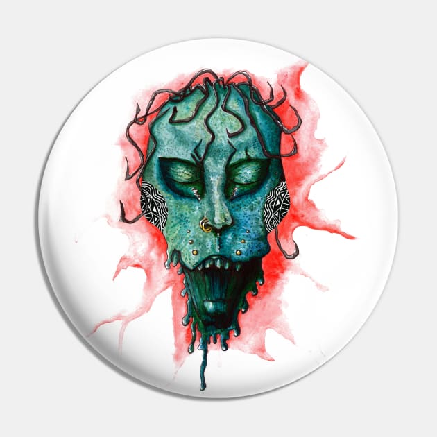 Scary voodoo zombie green face watercolor Pin by Agras
