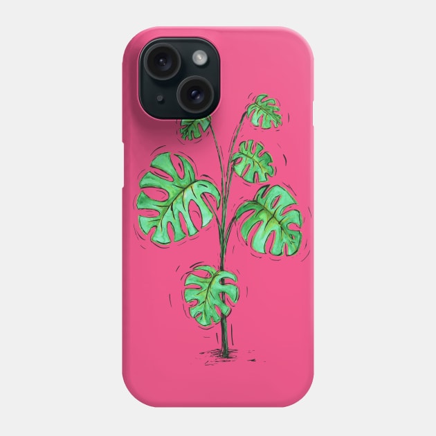 Monstera deliciosa green version Phone Case by Bwiselizzy