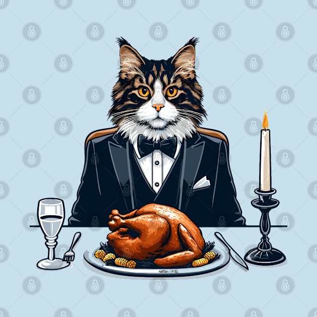 Happy Thanksgiving Maine Coon Cat by Graceful Designs