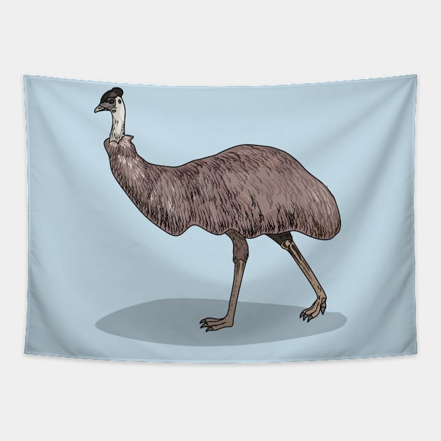 Emu bird cartoon illustration Tapestry by Miss Cartoon