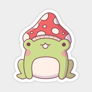 Cute Little Frog With Toadstool Magnet